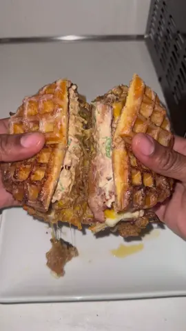 Honeybun waffle chop cheese…. Yeaaaa its up 😎 Crackbook coming soon…… #honeybun #waffle #chop #cheese #sandwich #nyc #food #fyp #gawwwd 