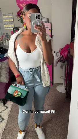 Denim jumpsuit fit … Just a night out  Kicks @Nike  Air Force 1 West Indies Edition Purse from @aldo  #d#denimfitsd#denimfashiondenim