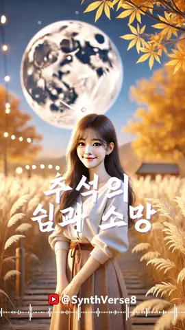 (Verse 1) 한 해 동안 고생 많아죠 이제는 잠시 쉬어가요 수확의 기쁨 가득 담고 오늘만큼은 걱정 말아요 (Chorus) 잘되던 일은 더 빛나고 안되던 일도 풀릴 테니 추석엔 마음 편히 쉬며 행복 가득 채워봐요 (Verse 2) 바쁘게 지나간 시간 속 못 만났던 소중한 사람 오늘은 그리운 얼굴들을 마음속에 다 담아봐요 (Bridge) 평화로운 이 밤 아래 희망을 품고 나아가요 다가오는 날들 속에서 행복만이 함께하길 (Chorus) 더 나은 내일을 위해서 힘을 얻고 웃음 지어요 다가올 계절도 환하게 우리 모두 빛나길 (Outro) 추석의 밤, 소망 담아 당신 곁에 전할게요 건강하고 행복하길 영원토록 함께해요 #추석#추석고망#추석노래#뮤직 #음악 #K pop