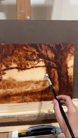 I tried using an underpainting the other day. It's not a technique l often use, but it was really fun and made the process of this small commission much easier! The under painting itself was done with transparent oxide brown on a smooth gesso board with a large bristle filbert. There was a lot of interesting mark making that was very suggestive of detail, done in not a lot of time. I let the underpainting dry, and then I started working opaquely on top of it. Some areas I was able to leave a little bit of the warm underpainting showing, but I actually found it more difficult to paint some of the foliage and incorporate the texture of the underpainting with the texture of the various elements in the painting. It turns out it wasn't as much of a shortcut as I thought it might be, but at least I don't have any pesky white spots from an untoned ground! #landscapepainting #oilpainting #art #painting 