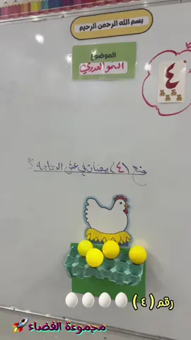 رقــــ ( ٤ ) ـــم 🐔🤍.. #رقم_٤ #الارقام #الارقام_العربية #نشاط_الارقام #نشاط #معلمة_رياض_اطفال #تمهيدي #انشطة_اطفال 