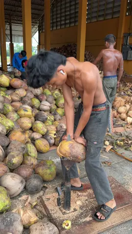Coconut shell processing - Thai fruit  #asmr #fruit #fruits #foodland 