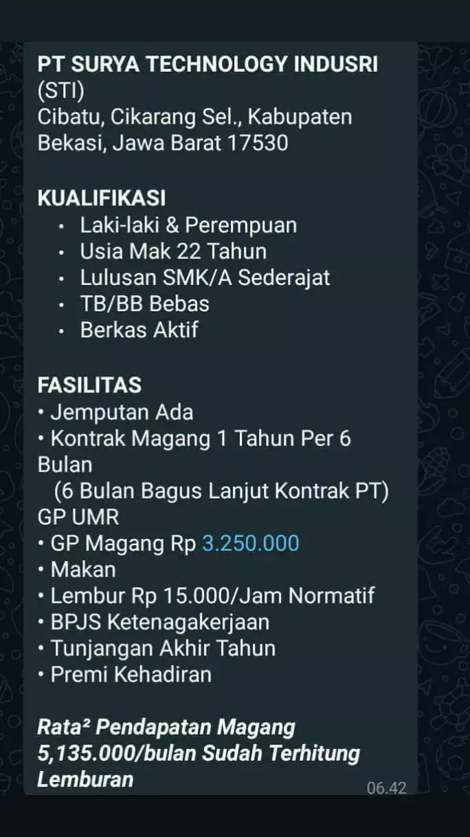 #infolokercikarang #infolokerjabodetabek #penyalurtenagakerja #infolokercikarang #kulipabrikcikarang #kawasanmm2100 #fypage 