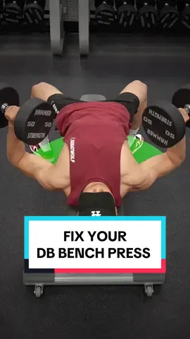 4 Dumbbell Bench Press Form Tips 1. Stop rolling your shoulders forward. Keep them retracted to ensure better chest activation and protect your shoulder joints.   2. Maintain a slight arch in your lower back. This improves chest engagement, enhances lift strength, and safeguards your shoulders.   3. Avoid flaring your elbows at 90 degrees. This can stress your shoulders. Instead, aim for a 45-70 degree angle to avoid shoulder injury.   4. Keep your elbows below shoulder level. From a side view, ensure your elbows are slightly lower than your shoulders to avoid shoulder injury.  Size & Shred Training program 👉🏻 deltabolic.com (link in bio) #dumbbellbenchpress #dumbbellpress #dumbbellchestpress 