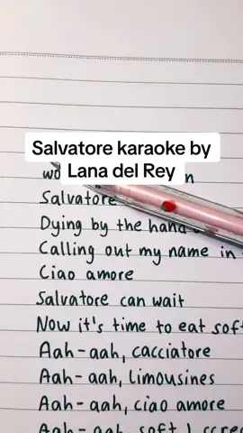 Salvatore by lana del rey, sing along 💗 #lanadelrey #salvatore #fyp #fy #karaoke #singalong #singing #songlyrics #viral #lyrics #songtext 