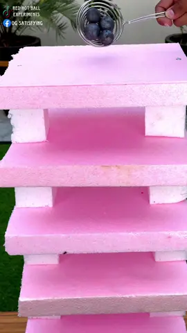 Hot Metal Balls vs Pink Styrofoam 😱 #satisfying #experiment #Science #rhcb #asmr #styrofoam #usatiktok