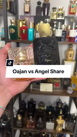 What would you guys choose? And what fragrance comparison should I do next #fragrancetiktok #scent #cologne #nichefragrance #angelshare #oajan 