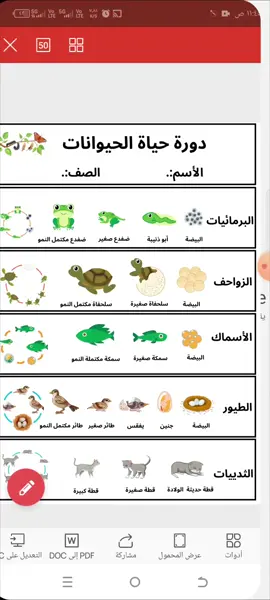 مطوية الصف الثالث دورة حياة الحيوان #مطويات_مدرسية  #مطويات  #تعليم  #خدمات_الالكترونيه  #خدمات_طلابية 