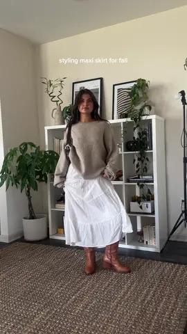 how I style a white maxi skirt for the fall/winter 🍂❄️    Outfit 1  @Princess Polly sweater  @Edikted skirt @Vince Camuto boots  @Coach bag  Outfit 2  @skims top @princesspollyboutique jacket  @edikted skirt  @adidas shoes  Outfit 3  @Tommy Hilfiger sweatshirt @edikted skirt  Thrifted boots  Outfit 4  @Beginning Boutique sweater @edikted skirt  @vincecamuto boots  @coach bag #fallfashion #fallfashion2024 #falltransitionoutfit  #fallstyle #autumnfashion #falloutfits #fallinspo #autumnaesthetic #maxiskirt 