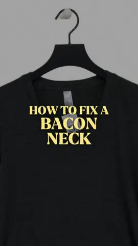 ⬇️THIS IS HOW YOU FIX A BACON NECK! BACON NECK tends to happen when a t-shirt’s Ki neck-line stretched out overtime due to use abd wrong hanging and starts looking like this. AND HERE IS SIMPLE HACK TO FIX IT!  All you need is;  1. A pot of hot water  2. A rubber band STEP 1. Take the neck of your shirt, And secure it with a rubber band STEP 2. Put it in the boiling water and leave it soaked for 1 minute  STEP 3. Take it out And let it dry STEP 4. iron the shirt And voila! Fashion hacks | how to fix a bacon neck | clothing hacks | DIY fashion hack | DIY Clothing hack | how to fix a stretched collar