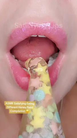 ASMR Satisfying Eating Sounds Mukbang Honey Food Compilation 🍯🍯🍯 #satisfyinglips #Mukbang #honey #asmr 