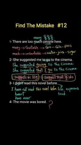 Common Mistakes in English - many Vs much - Countable and uncountable nouns - Gerund and infinitive - Present perfect tense #foryou #learnenglish #learnontiktok #grammar #ielts #english #englishvocabulary #black_screen_english #commonmistakes #commonmistakesinenglish #countableanduncountablenouns #manyvsmuch #presentperfecttense #gerund