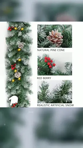 Christmas green garland Snow Garland with Berry Pine 2.7M Wearth christmas decoration #garland #homedecor #christmasdecor #fyp #fypシ 