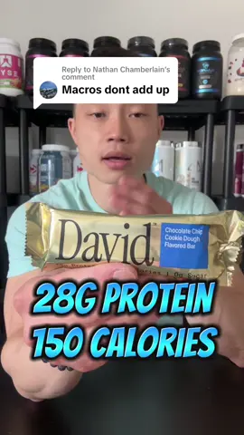 Replying to @Nathan Chamberlain Macros of David Protein Bar #proteinbar #highprotein #macrofriendly #lowcalorie @David Protein #proteinsnack 