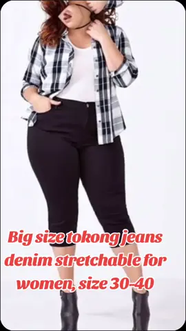 Plus size tokong jeans for women, stretchable, size 30-40 #bigsize #stretchable #tokongjeans #maongtokong #highwaiste #curvyfit #withblechindesign #womenswear #streetwear