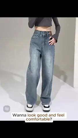 #Denim #jeans #woman #trousers #wideleg #ladies #Koreanstyle #highwaist #fashionable #versatile #retro jeans