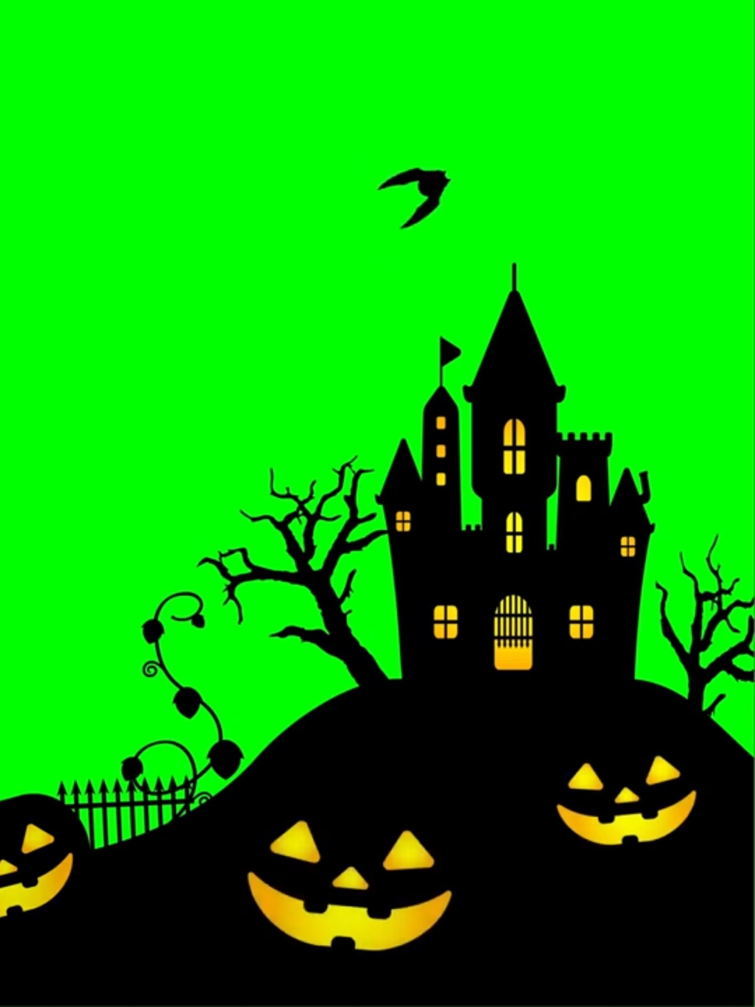 Cute Halloween Scene Animated | Green Screen #greenscreen #halloween #capcut