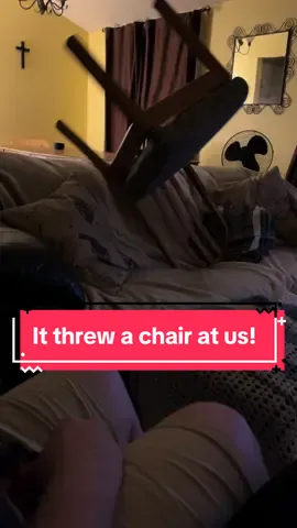 It threw a chair at us! #ghost #creepy #scary #hauntedhouse #caughtoncamera #paranormalactivity #paranormal #poltergeist 