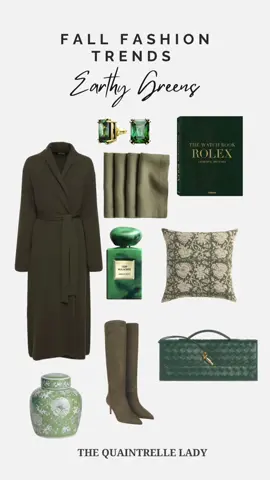 How to style earthy greens for fall 🖤 #fallaesthetic #fallvibes  #fallfashioninspo #falltrends #outfitideas #outfitinspo #elegantstyle #richgirl #thequaintrellelady #thequaintrellegal