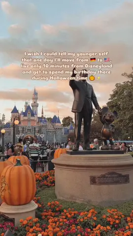 … I want to tell her that life is going to be pretty amazing! 😭🤍 If my younger self had known that one day I’d move from Germany to the U.S. and live just 10 minutes away from Disneyland… and get to experience all the fall and Halloween magic there, right on my birthday…she‘d never believe it! 🎃✨life is truly magical! 🖤 #disneylandcalifornia #fall #halloweentime #disneyhalloween #germaninamerica #neverstopdreaming #disneylandpark 