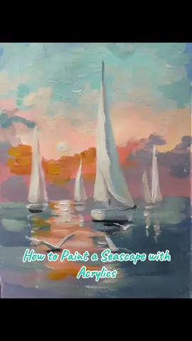 How to Paint a Seascape with Acrylics #acrylicpainting #paintingidea #paintingtechniques #learnwithtiktok 