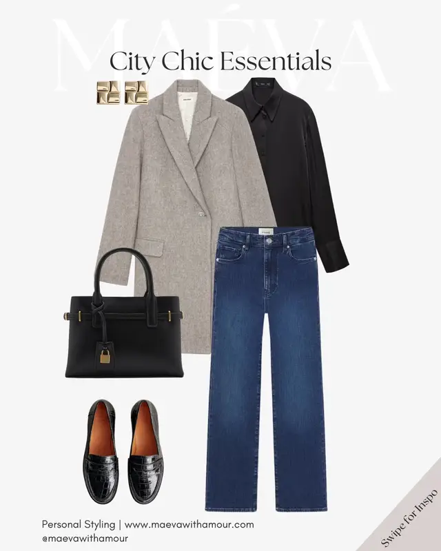 Classic pieces that never go out of style 🖤✨ A tailored wool coat and black silk shirt are perfect for elevating your everyday look! How do you keep your city wardrobe chic? Loving this look? Share your version with #maevawithamour for a chance to be featured!  Follow for your daily dose of style inspiration. Find all the outfit details and links on www.maevawithamour.com or link in bio! With Amour, M. #ParisianStyle #ParisFashion #frenchstyle #parisfashion #parisstyle #howtodresslikeafrenchgirl #outfitinspo #ootdinspo #frenchgirl #paris #parisianstyle #parisianaesthetic #frenchaesthetic #parisienne #modefrancaise #OOTD #parisoutfit #chicoutfit#transitiontofall #falloutfit #cafe #fall #oldmoneyaesthetic #sezane #sezanelovers