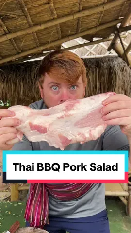 Thai BBQ Pork Salad “Nam Tok Kor Moo Yang” น้ำตกคอหมูย่าง Recipe down below 🇹🇭 BBQ Pork recipe  - 800g pork neck or pork belly  - white pepper for seasoning  - 30g fish sauce  - 3 tablespoons chili powder or whatever you can handle 👌 - 3g msg  - 1 tablespoons brown sugar - 2 tablespoons khao khua (roasted rice powder)  - 5 cloves of garlic - 2 small red or pink onions  - 1 bunch of Thai parsley  - 1 bunch spring onions  - 1 bunch coriander  - juice of 2 limes  - 6 fried dried red chilies  Method  As seen in the video above 👆 #bbqpork#salad #bbq #คอหมูย่าง #น้ําตก #ฝรั่ง #อีสานบ้านเฮา #thaifood #thailand #Recipe #fyp #EasyRecipe #foodtiktok 