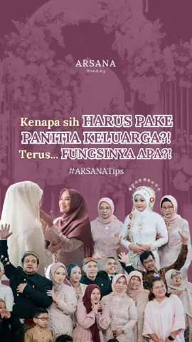 Ini list panitia keluarga yang SANGAT ARSANA SARANKAN untuk ada di pernikahan Teman Bahagia: 1. PJ Umum / Ketua Panitia Fungsinya mengoordinasi panitia keluarga lain dan meredam konflik antar-panitia keluarga 2. PJ Konsumsi Fungsinya menyaksikan proses pengecekan catering sebelum acara dimulai, menerima laporan catering selama acara, dan menerima kelebihan makanan setelah acara selesai 3. PJ Keluarga dan PJ Bridesmaids / Groomsmen Fungsinya menjadi penghubung informasi antara WO dan keluarga besar/bridesmaids/groomsmen dan memastikan semua berkumpul tepat waktu di tempat yang telah disepakati 4. PJ Kotak Angpau dan Hadiah Fungsinya menyaksikan proses penguncian dan pembukaan kunci kotak angpau serta menerima kado dari tamu untuk mempelai 5. PJ Mahar & Seserahan Fungsinya memastikan mahar dan seserahan dibawa menuju venue dan kembali ke rumah/hotel tanpa ada yang tertinggal 6. PJ Souvenir Fungsinya membawa souvenir ke venue dan menerima kelebihan souvenir setelah acara berakhir 7. Ketua Team Penerimaan VIP Fungsinya membantu mempelai dan orang tua mengecek nama dan gelar tamu VIP, mengonfirmasi kedatangan VIP, dan menerima rekap kedatangan VIP dari WO setelah acara Panjang ya? Makanya, jangan lupa disave ya kak! #wedding #weddingorganizerbandung #weddingorganizerjakarta #wobandung #wojakarta #fyp #BahagiaBersamaARSANA 