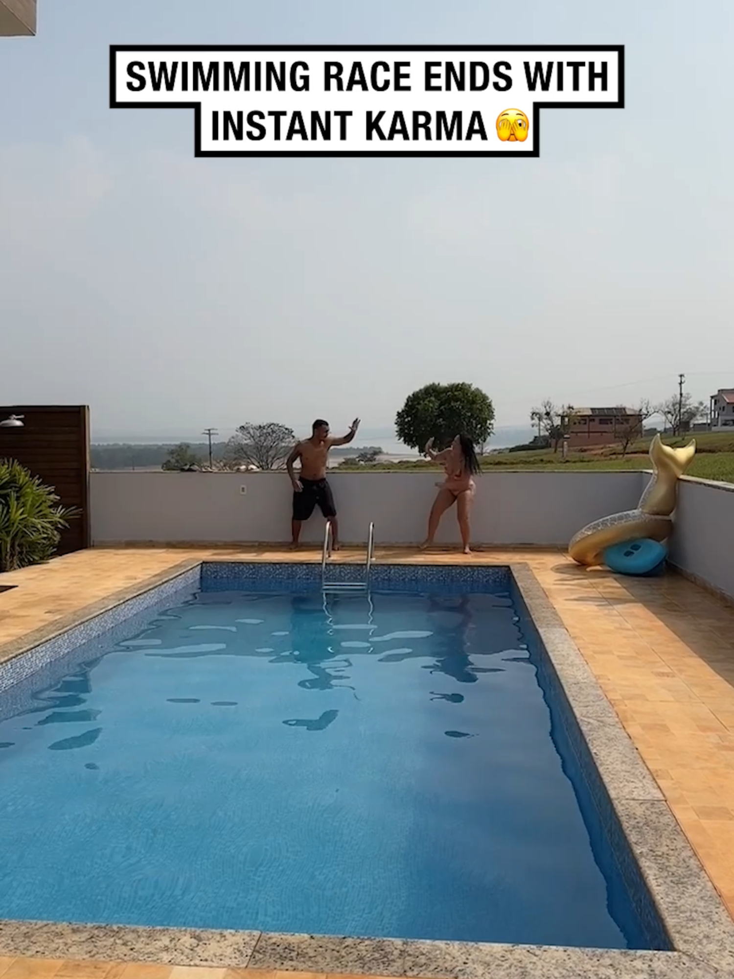 And this is why you're told not to run around a swimming pool...🤣🫣 🎥 Viralhog #UNILAD #funnyvideos #fail #karma #instantkarma #swimming #pool #prankvideo