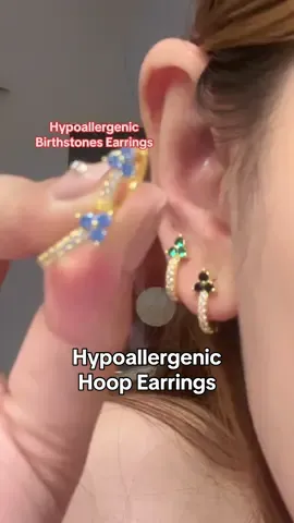 Hypoallergenic birthstone earrings for daily use!🥰💖💖#earrings #hypoallergenic #nontarnish #stainlesssteel #jewelry #fyp 