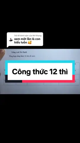 Trả lời @Mr Khang Cách nhớ công thức 12 thì trong tiếng anh các bạn nhé #hoctienganh #tienganhmshanh #laygoctienganhmshanh #LearnOnTikTok #nguphaptienganh #tienganhmatgoc #tienganhcoban 