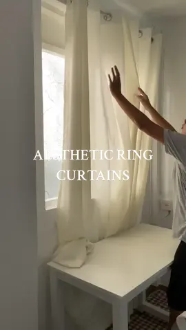 Replying to @kaye clean and minimalist ring curtains for your room🤍✨  #ringcurtains #curtains #plaincurtains #windowcurtain #whitecurtains #room #roomessentials #aesthetichome 
