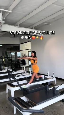 STRONG QUAD X GLUTE BURN W/ SQUISHY BALL🍑⚡️🔥  @Sixtwo Pilates and Yoga  B💙/Y^💛/Y💛 1. Hip Hinge  2. Ball pulse 3. Hamstring extension w bow & arrow  4. Tippy bird w rotation 5. Scooters  Outfit: @CLEO HARPER 🍊🧡 Socks: @MoveActive (MANDYXMOVE15) Note: place ball under carriage knee for exercise 1, 2 & 3  #reformerpilates #pilatesinstructor #pilates #movement #pilatesinspiration #pilatesworkout #reformerworkout