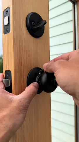 Exterior door knob and deadbolt installation process. Check it out.  #remodel #construction #homerenovation #woodworking #howto #tools #DIY #carpentry #construction #homeremodeling #hgtv #tooltips #constructiontips #diytools 