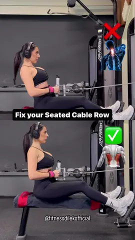 Fix your form: Seated Cable row ✅ ❌neck hyperextended ❌using body weight / momentum ❌no muscle contraction ✅Neck flexed / natural ✅sit upright ✅pull by bending at the elbows ✅squeeze shoulder blades ✅feel the muscles contract Cc @fitnessdilekofficial #back #backworkout #backmuscles #formtipsforbeginners #beginner #beginnerworkout #fitnesstip #fitnesstips #gymtips #gymvideo #fitnessvideo #backworkoutvideo 