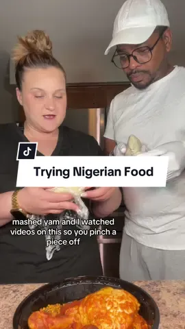 Replying to @MandyMA trying Nigerian food for the first time!