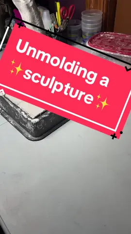 The finished mold turned out great, so at least the model cracking isn’t the end of the world. Im really excited to be able to pour this model again🥰#silicone #siliconesculpture #unmolding #fyp #womenownedbusiness #SmallBusiness 