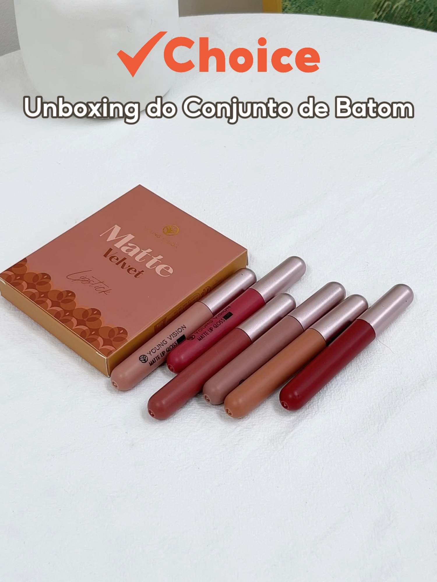 Acabei de abrir um conjunto de batons deslumbrante! 😍Mal posso esperar para experimentar todos e criar looks incríveis!🌸💄#ChoiceBR #beleza #batom