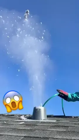 This Dryer Vent expelled through the Roof and was EXTREMELY CLOGGED 😱 #oddlysatisfying #unclogging #dryerventcleaning #CleanTok 