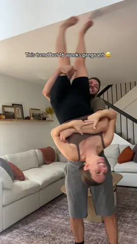 Gotta admit, I was definitely a little nervous to do this trend, but then again, if I trust anyone to do this, it’s him. Hahaha😅🙌🏼😘 #upsidedown #husbandandwife #pregnant #pregnantchallenge #pregnancy #marriedcouple #marriedlife #marriage #couplegoals #couples 