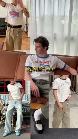แต่งตัวสไตล์ Retro ตามแบบฉบับหนังอเมริกันในยุค 80s ด้วยเสื้อ “Ringer Tee” ที่มีเอกลักษณ์คือขอบกุ๊นที่เป็นสีตัดกับพื้นเสื้อ เป็นดีเทลที่ทำให้การเต่งตัวดูมีอะไรมากยิ่งขึ้น #Ringertee #คลาสแฟชั่น #tiktoklooks #tiktokfasion #cc_double_o