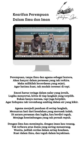 “Perempuan, apabila bukan ilmu dan agama yang menjadj pegangannya, maka ia akan menjadi gila sebab perasaannya.” #ningimazlirboyo #perempuan #fypシ゚ #viraltiktok #xyzabc #galaubrutal #fouryou #puisi #strorytime 