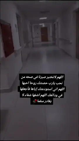 اللهم لاتختبر صبرنا في صحه من نحب يارب حصنتك روحا احبها اللهم اني استودعتك إياها فأجعلها في ودائعك اللهم اشفها شفاء لا يغادر سقما🥀