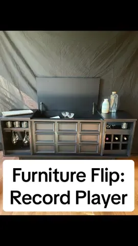 Furniture flip from broken record player cabinet to trendy bar!  #refinishedfurniture #flipped #recordplayer #bar