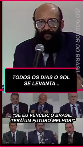 Doutor Enéas em 1 Minuto: Uma Mensagem de Esperança para o Povo Brasileiro! Neste vídeo impactante de apenas 1 minuto, Doutor Enéas Carneiro compartilha uma mensagem forte e positiva para todo o povo brasileiro. Ele destaca que não podemos alterar leis físicas, como as do sol ou da lua, mas que a história de um povo pode ser transformada para melhor através da participação de cada cidadão. Enéas critica a repetição dos mesmos políticos em debates, incluindo ex-ministros e ex-deputados, e afirma que ele e seu grupo representam a única representação legítima da sociedade. Uma chamada inspiradora para a ação e a mudança! #eneas #brasil