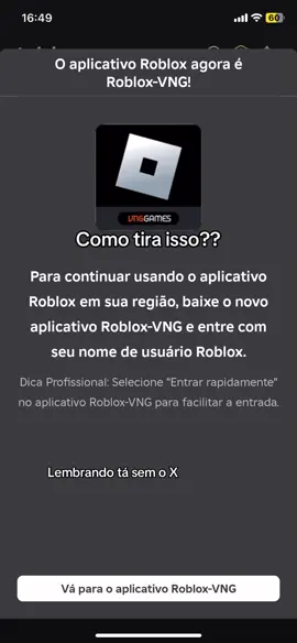 Se eu aperto em ir pra roblox vng aparece q nao ta na minha regiao