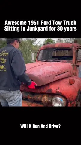 Abandoned 1951 Ford Tow Truck sitting 30 years in Junkyard!Will It Run?#restoration #recovery #willitrun #engine #rescue #old #car #tiktok #fyp #foryourpage 
