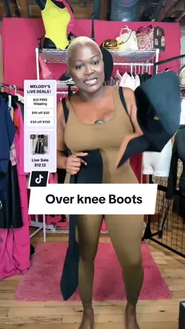 Must have over the knee boots, super cute with this jumpsuit #boots #bootseason #feet #musthave #fashion #livehighlights #TikTokLIVE #LIVE #LIVEhighlights 