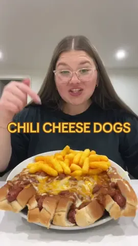 Chili cheese dogs 🌭🧀 #fyp #cheese #hotdog #asmr #eating 