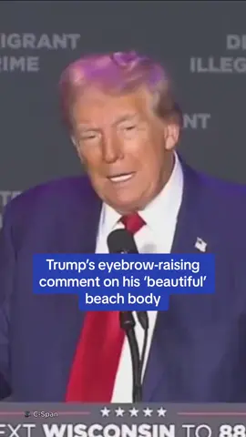 Former President Trump, 78, told supporters at a rally in Wisconsin that if he weren't running for office, he would be on a beach with his 'beautiful' body. At rallies, Trump often discusses the appearance of his opponents, but this time he took the opportunity to speak highly of his own looks. #trump #biden #beach #usa🇺🇸 #election 